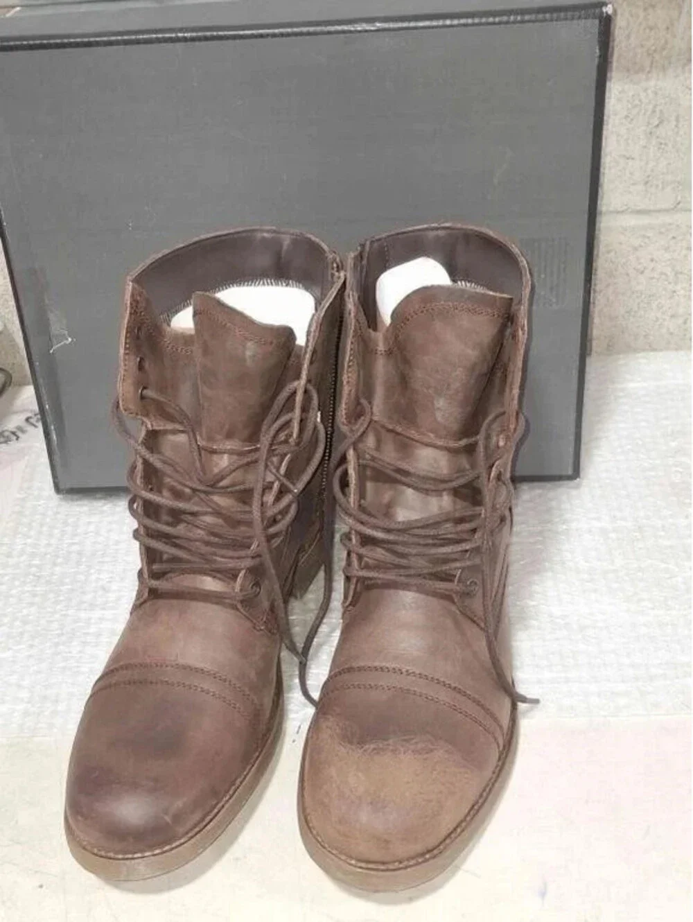 Steve Madden mens Troopah-c Brown Boots Men’s 12 Combat Leather Shoes